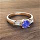 2 - Zosia 6.50 mm Round Tanzanite and Tapered Baguette Diamond Three Stone Engagement Ring  