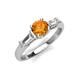 3 - Zosia 6.50 mm Round Citrine and Tapered Baguette Diamond Three Stone Engagement Ring  