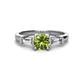 1 - Zosia 6.50 mm Round Peridot and Tapered Baguette Diamond Three Stone Engagement Ring  