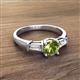 2 - Zosia 6.50 mm Round Peridot and Tapered Baguette Diamond Three Stone Engagement Ring  