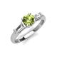 3 - Zosia 6.50 mm Round Peridot and Tapered Baguette Diamond Three Stone Engagement Ring  