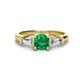 1 - Zosia 6.00 mm Round Emerald and Tapered Baguette Diamond Three Stone Engagement Ring  
