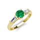 3 - Zosia 6.00 mm Round Emerald and Tapered Baguette Diamond Three Stone Engagement Ring  