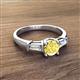 2 - Zosia 6.00 mm Round Lab Created Yellow Sapphire and Tapered Baguette Diamond Three Stone Engagement Ring  