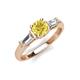 3 - Zosia 6.00 mm Round Lab Created Yellow Sapphire and Tapered Baguette Diamond Three Stone Engagement Ring  