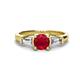 1 - Zosia 6.00 mm Round Ruby and Tapered Baguette Diamond Three Stone Engagement Ring  