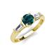 3 - Zosia 6.50 mm Round London Blue Topaz and Tapered Baguette Diamond Three Stone Engagement Ring  