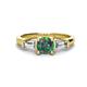 1 - Zosia 6.50 mm Round Lab Created Alexandrite and Tapered Baguette Diamond Three Stone Engagement Ring  