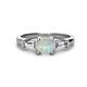 1 - Zosia 6.00 mm Round Opal and Tapered Baguette Diamond Three Stone Engagement Ring  
