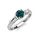 3 - Zosia 6.50 mm Round London Blue Topaz and Tapered Baguette Diamond Three Stone Engagement Ring  