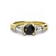 1 - Zosia 6.00 mm Round Black Diamond and Tapered Baguette Diamond Three Stone Engagement Ring  