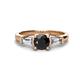 1 - Zosia 6.00 mm Round Black Diamond and Tapered Baguette Diamond Three Stone Engagement Ring  