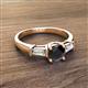 2 - Zosia 6.00 mm Round Black Diamond and Tapered Baguette Diamond Three Stone Engagement Ring  