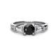 1 - Zosia 6.00 mm Round Black Diamond and Tapered Baguette Diamond Three Stone Engagement Ring  