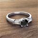 2 - Zosia 6.00 mm Round Black Diamond and Tapered Baguette Diamond Three Stone Engagement Ring  