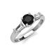 3 - Zosia 6.00 mm Round Black Diamond and Tapered Baguette Diamond Three Stone Engagement Ring  