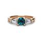 1 - Zosia 6.00 mm Round Blue Diamond and Tapered Baguette Diamond Three Stone Engagement Ring  
