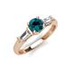 3 - Zosia 6.00 mm Round Blue Diamond and Tapered Baguette Diamond Three Stone Engagement Ring  