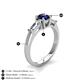 4 - Zosia 6.00 mm Round Blue Sapphire and Tapered Baguette Diamond Three Stone Engagement Ring  