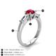 4 - Zosia 6.00 mm Round Ruby and Tapered Baguette Diamond Three Stone Engagement Ring  