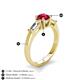 4 - Zosia 6.00 mm Round Ruby and Tapered Baguette Diamond Three Stone Engagement Ring  