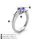 4 - Zosia 6.50 mm Round Tanzanite and Tapered Baguette Diamond Three Stone Engagement Ring  