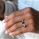 5 - Zosia 6.00 mm Round Blue Sapphire and Tapered Baguette Diamond Three Stone Engagement Ring  
