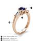 4 - Zosia 6.00 mm Round Blue Sapphire and Tapered Baguette Diamond Three Stone Engagement Ring  