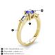 4 - Zosia 6.50 mm Round Tanzanite and Tapered Baguette Diamond Three Stone Engagement Ring  