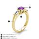 4 - Zosia 6.50 mm Round Amethyst and Tapered Baguette Diamond Three Stone Engagement Ring  