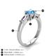 4 - Zosia 6.50 mm Round Blue Topaz and Tapered Baguette Diamond Three Stone Engagement Ring  