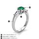 4 - Zosia 6.00 mm Round Emerald and Tapered Baguette Diamond Three Stone Engagement Ring  
