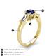 4 - Zosia 6.00 mm Round Blue Sapphire and Tapered Baguette Diamond Three Stone Engagement Ring  