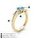 4 - Zosia 6.50 mm Round Blue Topaz and Tapered Baguette Diamond Three Stone Engagement Ring  
