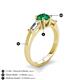 4 - Zosia 6.00 mm Round Emerald and Tapered Baguette Diamond Three Stone Engagement Ring  