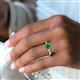 5 - Zosia 6.00 mm Round Emerald and Tapered Baguette Diamond Three Stone Engagement Ring  