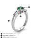 4 - Zosia 6.50 mm Round Lab Created Alexandrite and Tapered Baguette Diamond Three Stone Engagement Ring  