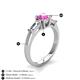 4 - Zosia 6.00 mm Round Lab Created Pink Sapphire and Tapered Baguette Diamond Three Stone Engagement Ring  
