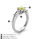 4 - Zosia 6.00 mm Round Yellow Diamond and Tapered Baguette Diamond Three Stone Engagement Ring  