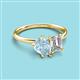 3 - Nadya Pear Shape Aquamarine & Emerald Shape GIA Certified Diamond 2 Stone Duo Ring 