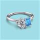 3 - Nadya Pear Shape GIA Certified Diamond & Emerald Shape Blue Topaz 2 Stone Duo Ring 