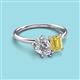 3 - Nadya Pear Shape GIA Certified Diamond & Emerald Shape Yellow Sapphire 2 Stone Duo Ring 