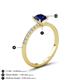 4 - Aurin 6.00 mm Cushion Shape Lab Created Blue Sapphire and Diamond Engagement Ring 