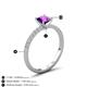 4 - Aurin 6.00 mm Cushion Shape Amethyst and Diamond Engagement Ring 