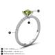 4 - Aurin 6.00 mm Cushion Shape Peridot and Diamond Engagement Ring 