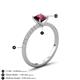 4 - Aurin 6.00 mm Cushion Shape Rhodolite Garnet and Diamond Engagement Ring 
