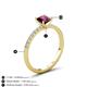 4 - Aurin 6.00 mm Cushion Shape Rhodolite Garnet and Diamond Engagement Ring 