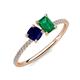3 - Elyse 6.00 mm Cushion Shape Lab Created Blue Sapphire and 7x5 mm Emerald Shape Lab Created Emerald 2 Stone Duo Ring 