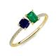3 - Elyse 6.00 mm Cushion Shape Lab Created Blue Sapphire and 7x5 mm Emerald Shape Lab Created Emerald 2 Stone Duo Ring 