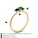 4 - Elyse 6.00 mm Cushion Shape Lab Created Blue Sapphire and 7x5 mm Emerald Shape Lab Created Emerald 2 Stone Duo Ring 